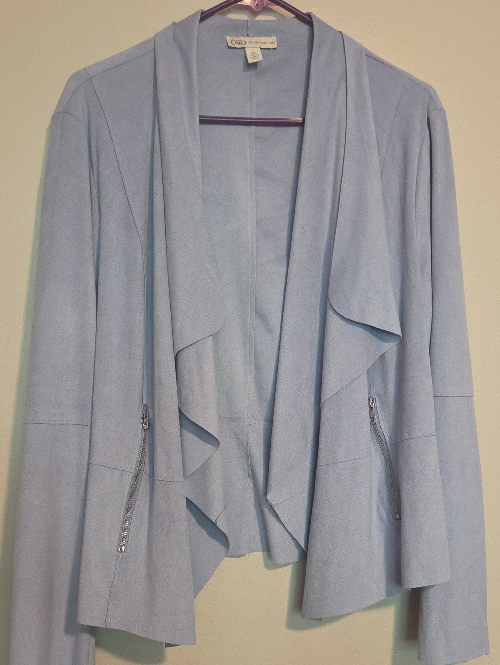 Cato Light Blue Draped Open-Front Jacket